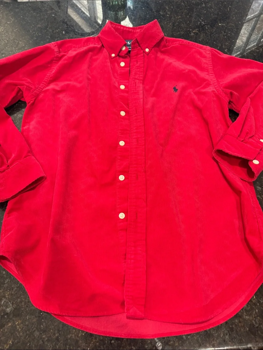Ralph Lauren Bright Red Corduroy Button-Down Shirt